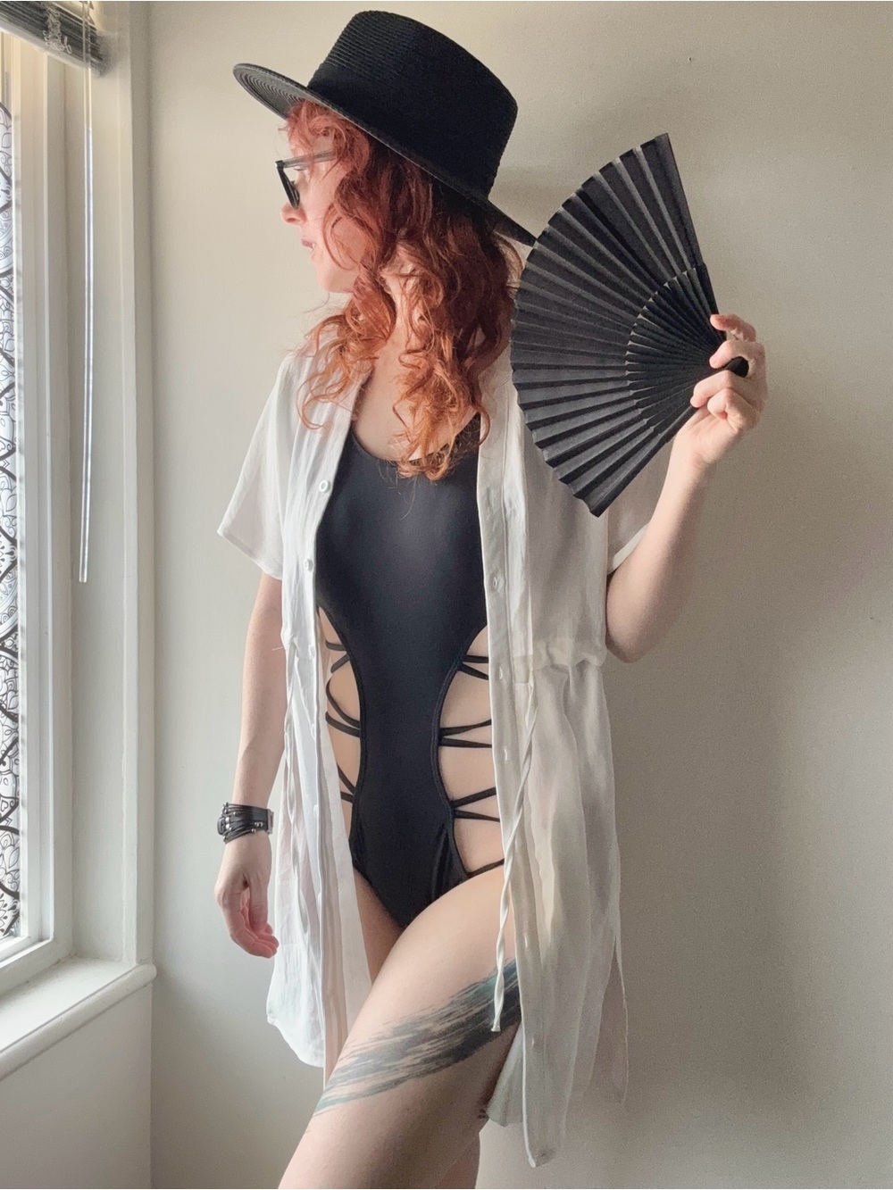 White Swim Cover Up Drawstring Tunic Dress | Size S | Button Front Beach Coverup